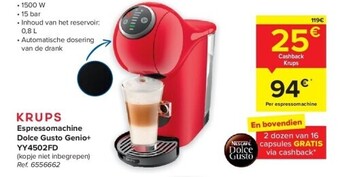 Carrefour Espressomachine dolce gusto genio+ yy4502fd aanbieding