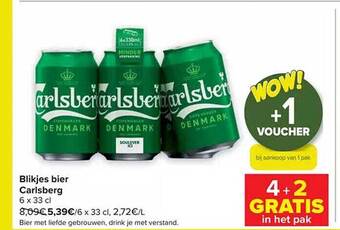 Carrefour Blikjes bier carlsberg aanbieding