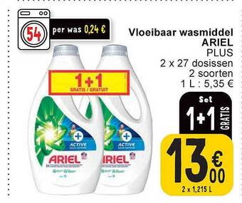 Cora Vloeibaar wasmiddel ariel plus aanbieding