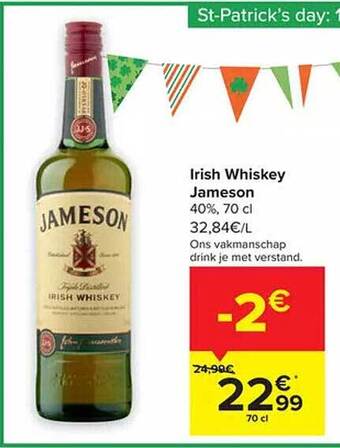Carrefour Irish whiskey jameson aanbieding