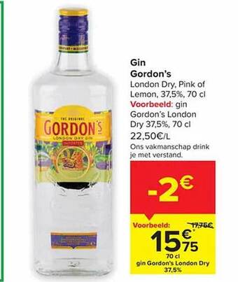 Carrefour Gin gordon's aanbieding