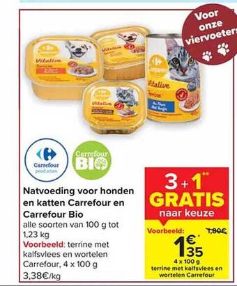 Carrefour Natvoeding voor honden en katten aanbieding