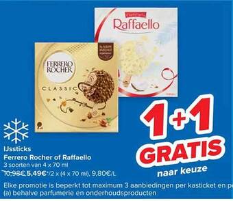 Carrefour Ijssticks ferrero rocher of raffaello aanbieding