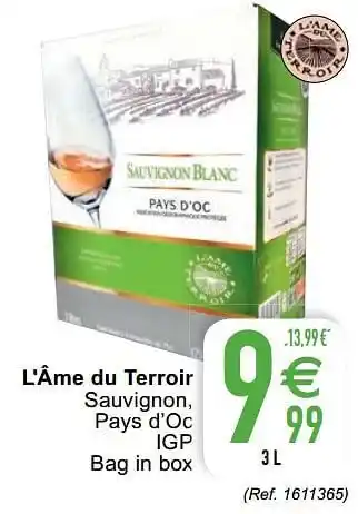 Cora L`âme du terroir sauvignon, pays d`oc igp 3liter aanbieding