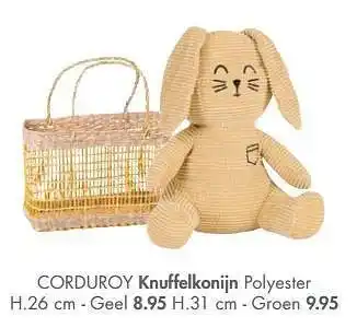 Corduroy knuffelkonijn geel