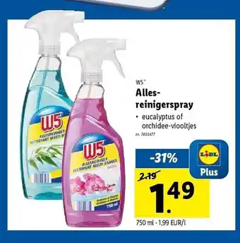 Lidl W5 allesreinigerspray aanbieding