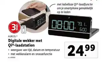 Lidl Auriol digitale wekker met qilaadstation aanbieding