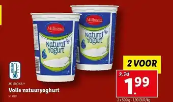 Lidl Milbona volle natuuryoghurt aanbieding