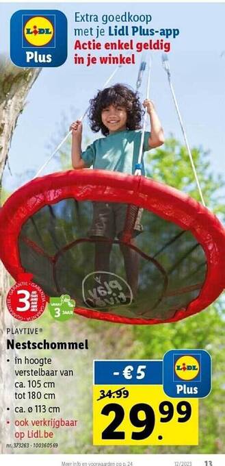 Lidl Playtive nestschommel aanbieding