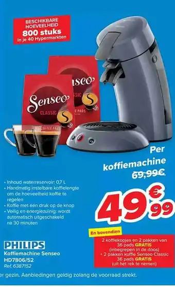 Carrefour Koffiemachine senseo philips aanbieding