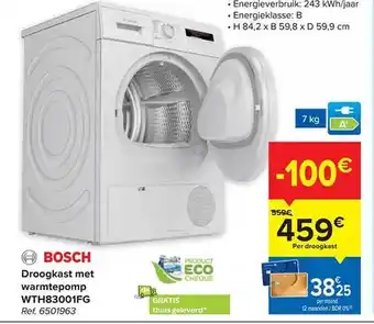 Carrefour Droogkast met warmtepomp bosch aanbieding