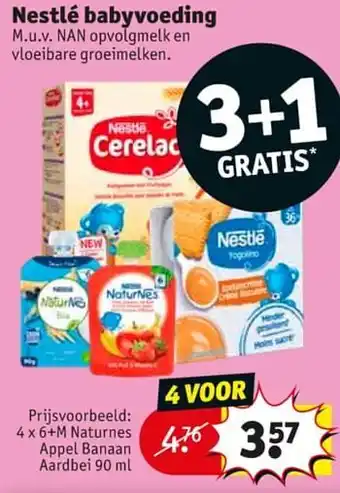 Kruidvat Nestlé babyvoeding 6+m naturnes appel banaan aardbei aanbieding