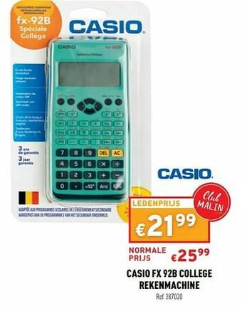 Casio fx 92b college rekenmachine