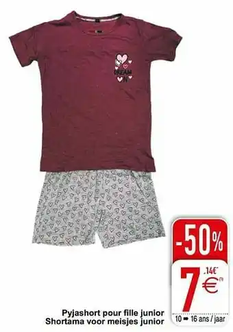 Cora Pyjashort pour fille junior shortama voor meisjes junior aanbieding