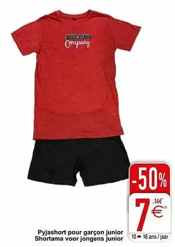 Cora Pyjashort pour garçon junior shortama voor jongens junior aanbieding