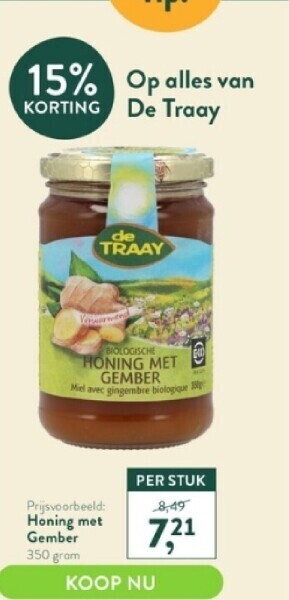 Holland & Barrett Honing met gember 350 gram aanbieding