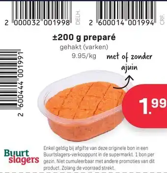 Buurtslagers 200g prepare aanbieding