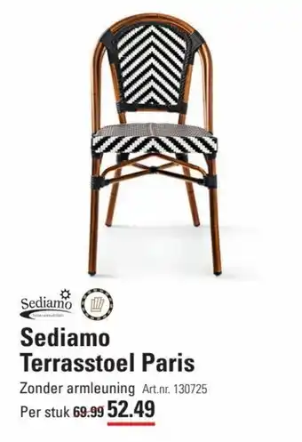 Sligro Sediamo terrasstoel Paris zonder armleuning aanbieding