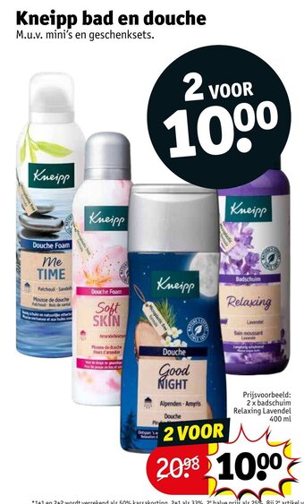 Kruidvat Kneipp 2 x badschuim relaxing lavendel 400 ml aanbieding