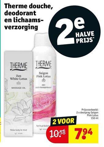 Kruidvat Therme 2 x deospray saigon pink lotus 150 ml aanbieding