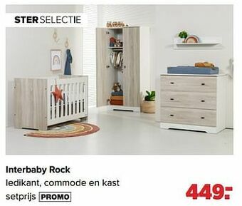 Baby-Dump Interbaby rock ledikant, commode en kast aanbieding