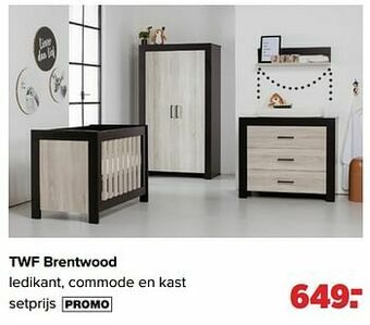 Baby-Dump Twf brentwood ledikant, commode en kast aanbieding
