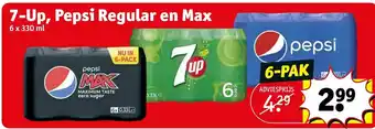 Kruidvat 7-Up , Pepsi Regular en Max 6 x 330ml aanbieding