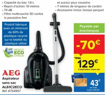 AEG Aspirateur Sans Sac AL61C2ECO Ref.6754957