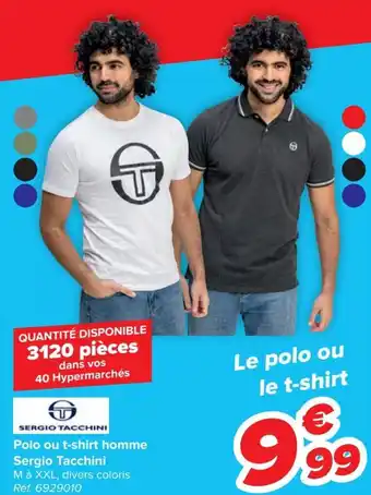 Carrefour Polo ou T-Shirt Homme Sergio Tacchini Ref.6929010 aanbieding