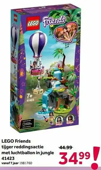 Lego friends tijger reddingsactie met luchtballon in jungle 41423