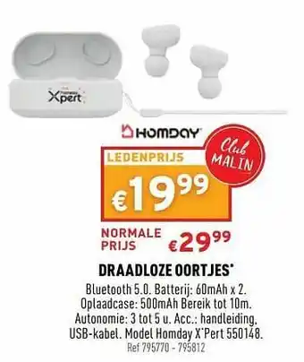 Trafic Draadloze oortjes homday x’pert 550148 aanbieding