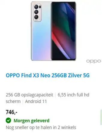 Coolblue OPPO Find X3 Neo 256GB Zilver 5G aanbieding