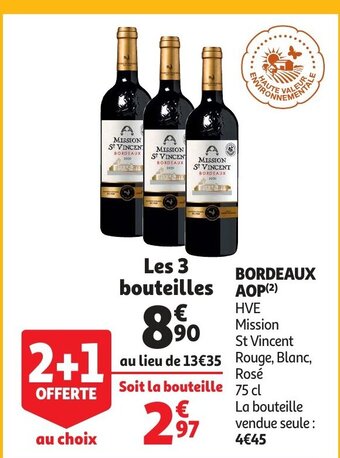 Auchan Bordeaux AOP les 3 bouteilles aanbieding