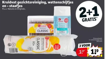 Kruidvat Kruidvat gezichtsreiniging, wattenschijfjes en-staafjes aanbieding