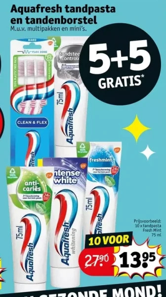 Kruidvat Aquafresh tandpasta en tandenborstel aanbieding