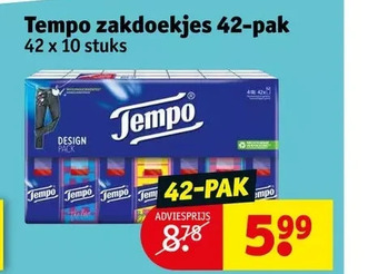 Kruidvat Tempo zakdoekjes 42-pak aanbieding