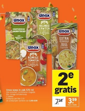 Albert Heijn Unox soep in zak 570 ml aanbieding