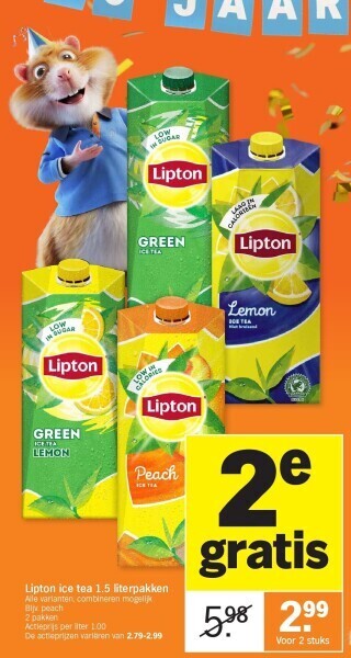 Albert Heijn Lipton ice tea 1.5 literpakken aanbieding