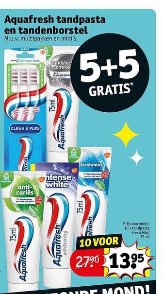 Kruidvat Aquafresh tandpasta en tandenborstel aanbieding