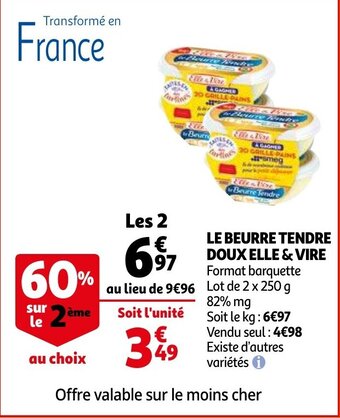 Auchan Le Beurre Tendre Doux Elle & Vire aanbieding