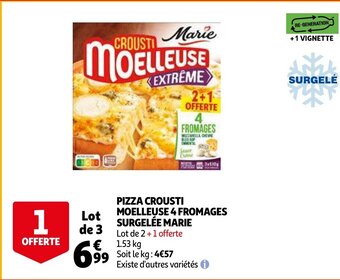 Auchan Pizza Crousti Moelleuse 4 Fromages Surgelee Marie aanbieding