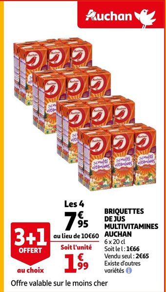 Auchan Briquettes De Jus Multivitamines Auchan 6 x 20cl aanbieding