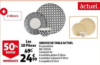 Auchan Service de Table Actuel 18 Pieces Ref 352134 aanbieding