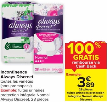 Carrefour Market Always Discreet Incontinence 28 Pieces aanbieding