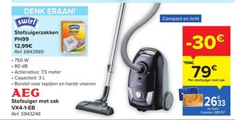 Carrefour AEG Stofzuiger met zak VX4-1-EB Ref. 5943246 aanbieding