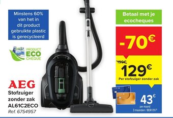 Carrefour AEG Stofzuiger zonder zak AL61C2ECO Ref. 6754957 aanbieding