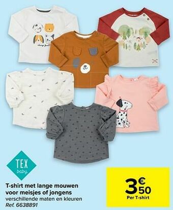 Carrefour T-shirt met lange mouwen voor meisjes of jongens aanbieding