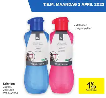 Carrefour Drinkbus 750ml 2 kleuren Ref. 6827951 aanbieding