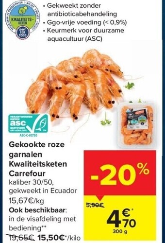 Carrefour Gekookte roze garnalen kwaliteitsketen carrefour aanbieding