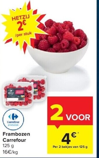 Carrefour Frambozen carrefour 125 g aanbieding